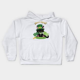 Where is Patrick? St.Patrick´s Day cat Kids Hoodie